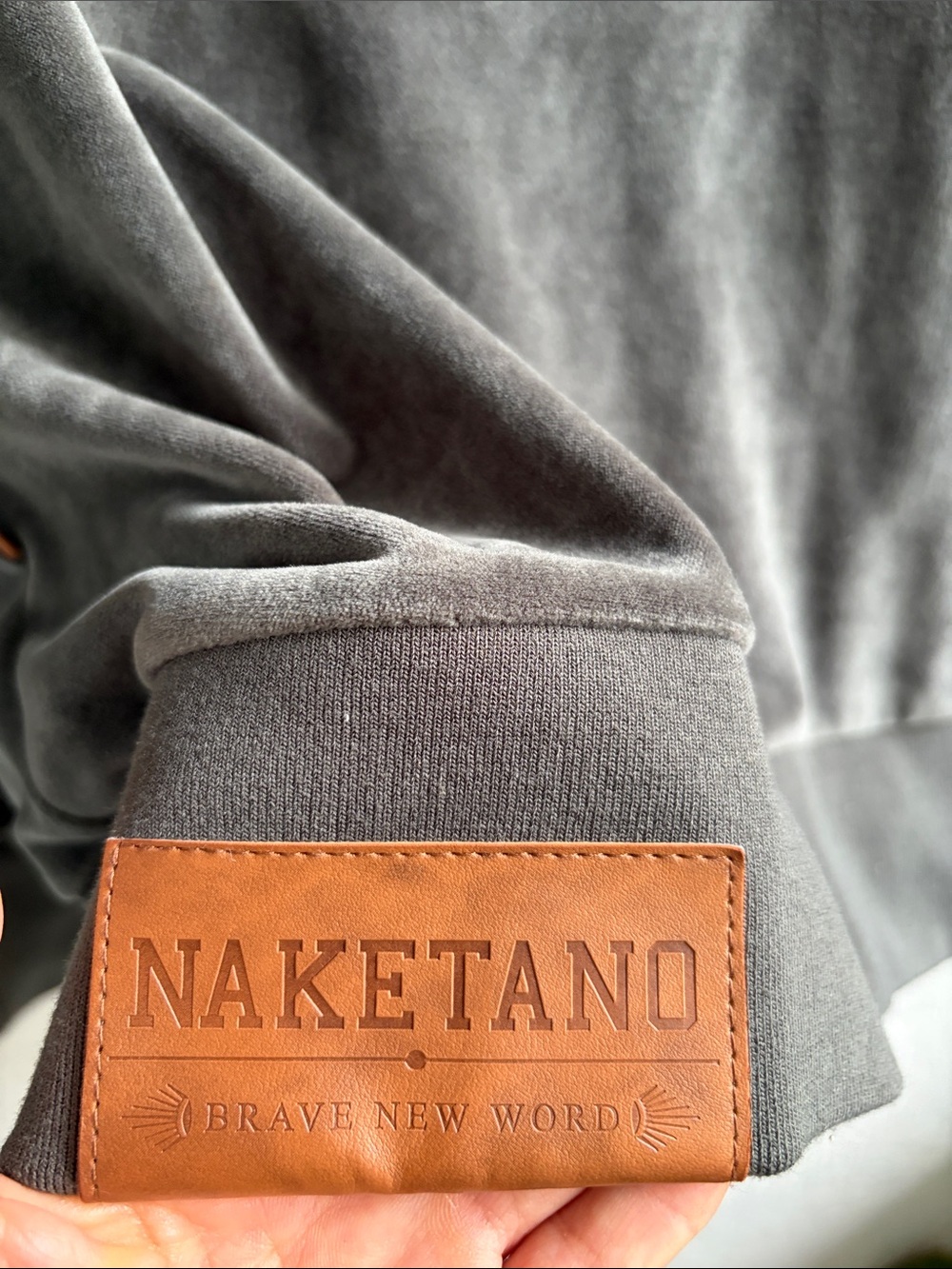 Naketano Velvet Funnel Neck Pullover Sweater - Gray - Picture 4 of 11